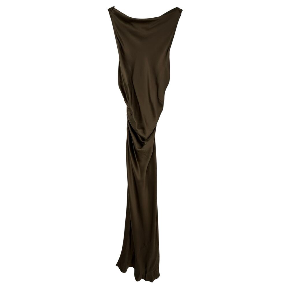NWT Reformation Anais 100% Silk Open Back Maxi Dress in Morel Brown Size 0 - Picture 3 of 10